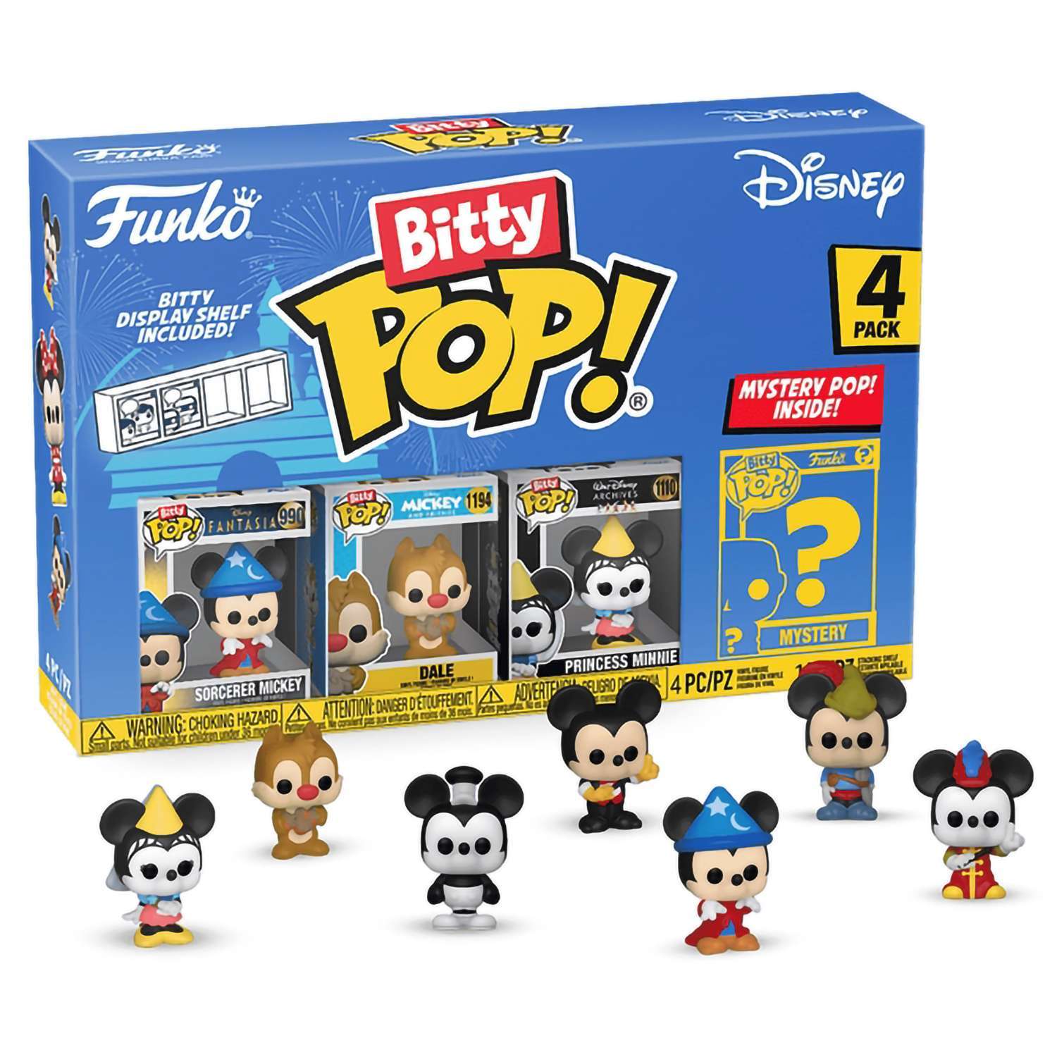 картинка Фигурка Funko Bitty POP! Disney S3 Sorcerer Mickey+Dale+Princess Minnie+Mystery (1 of 4) 4PK 71321 магазин Одежда+ являющийся официальным дистрибьютором в России 