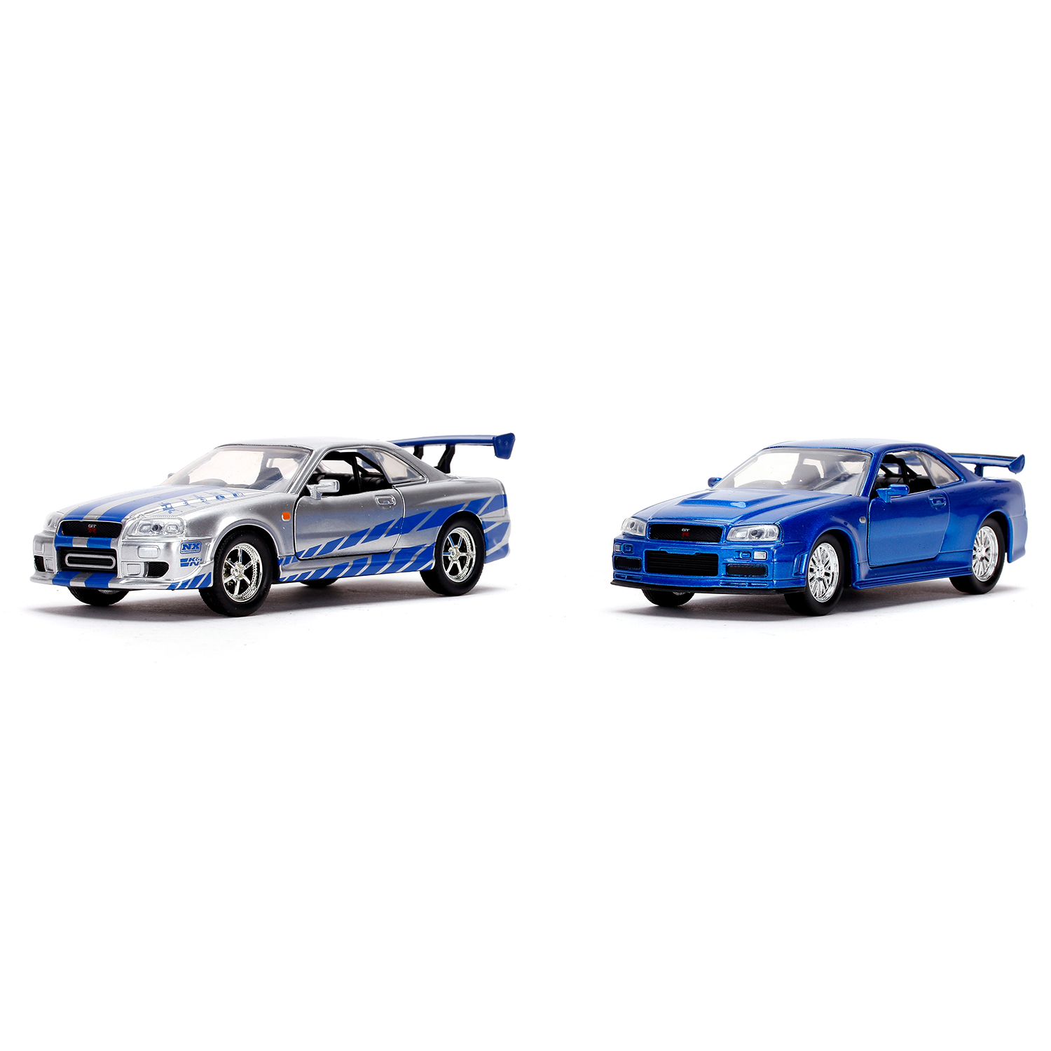 картинка Набор машинок Форсаж 1:32 FF Nissan Skyline GTR R34-Silver/ Nissan Skyline GTR R34-Blue 31980 магазин Одежда+ являющийся официальным дистрибьютором в России 