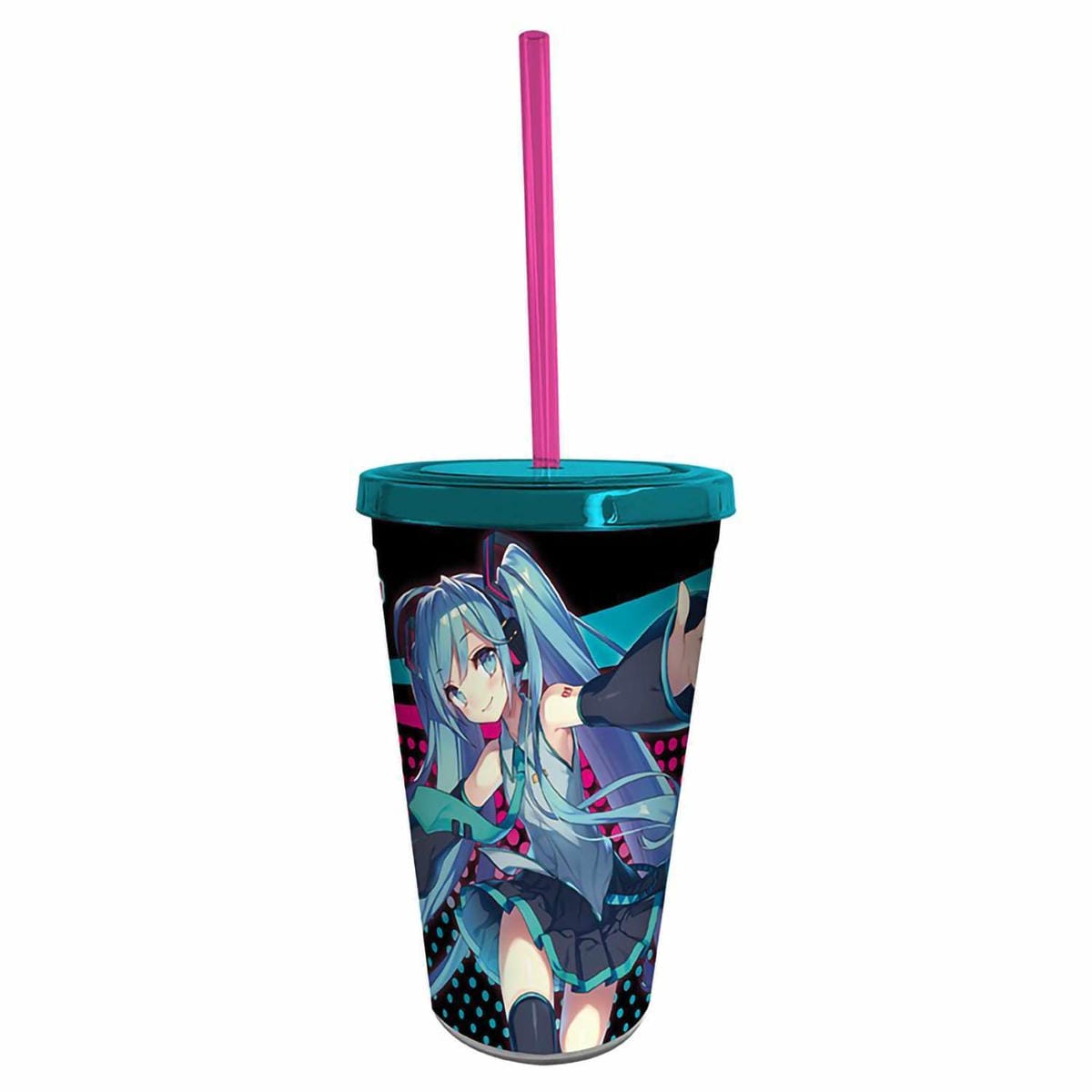 картинка Стакан с крышкой и трубочкой Hatsune Miku Miku 470 мл ABYTUM048 магазин Одежда+ являющийся официальным дистрибьютором в России 
