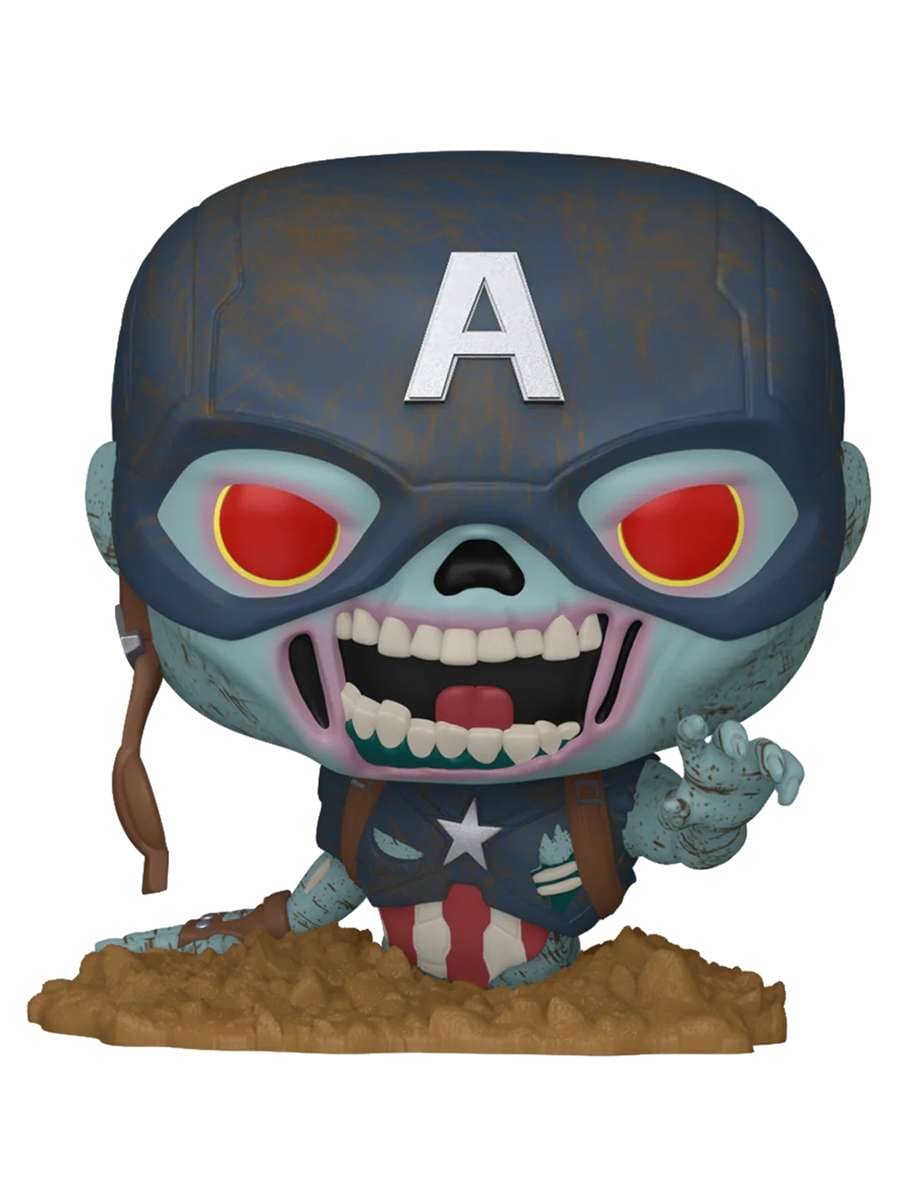 картинка Фигурка Funko POP! Bobble Marvel Zombies Zombie Captain America (1554) 86650 магазин Одежда+ являющийся официальным дистрибьютором в России 