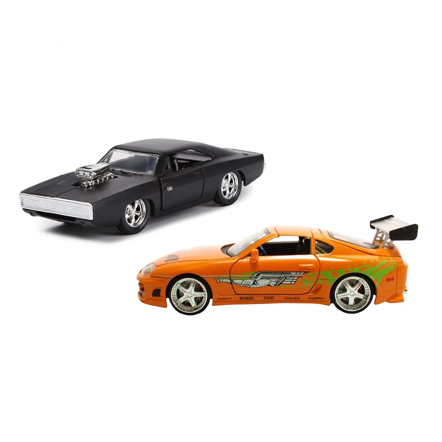 картинка Набор машинок Форсаж 1:32 FF 1970 Dodge Charger 1995 Toyota Supra-Orange 31981 магазин Одежда+ являющийся официальным дистрибьютором в России 