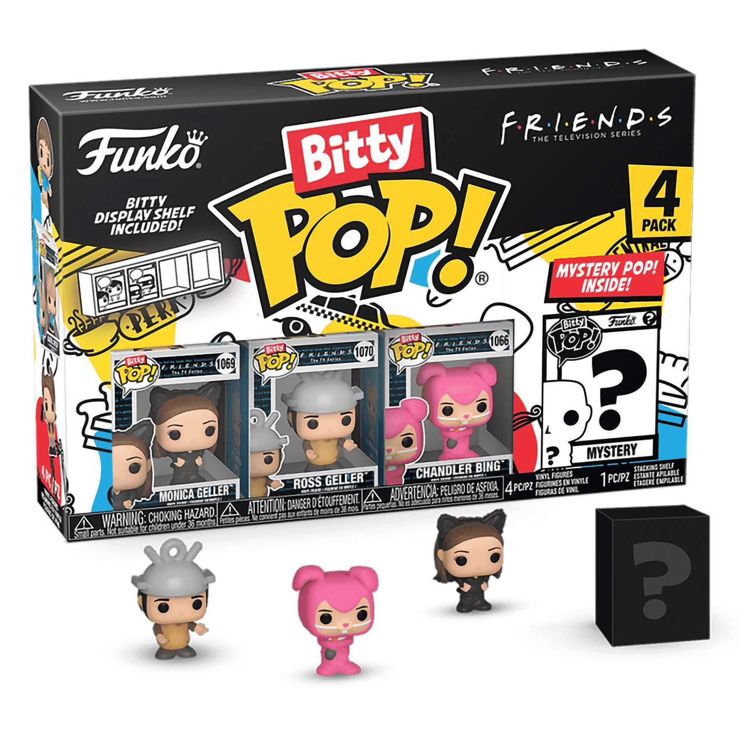 картинка Фигурка Funko Bitty POP! Friends S3 Monica Geller+Ross Geller+Chandler Bing+Mystery(1 of 4)4PK 73050 магазин Одежда+ являющийся официальным дистрибьютором в России 