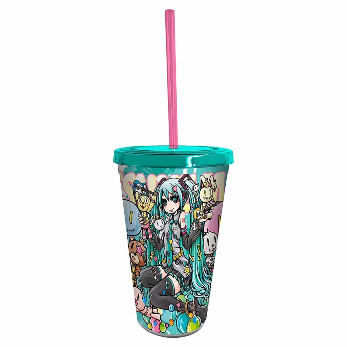 картинка Стакан с крышкой и трубочкой Hatsune Miku Miku 470 мл ABYTUM058 магазин Одежда+ являющийся официальным дистрибьютором в России 