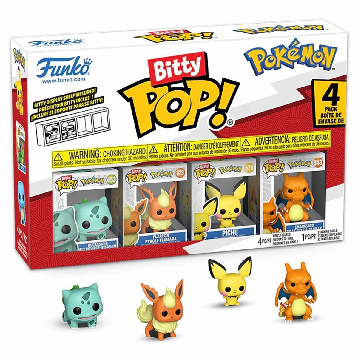 картинка Набор Funko Bitty POP! Pokemon Bulbasaur+Flareon+Pichu+Charizard 4шт 81134 магазин Одежда+ являющийся официальным дистрибьютором в России 