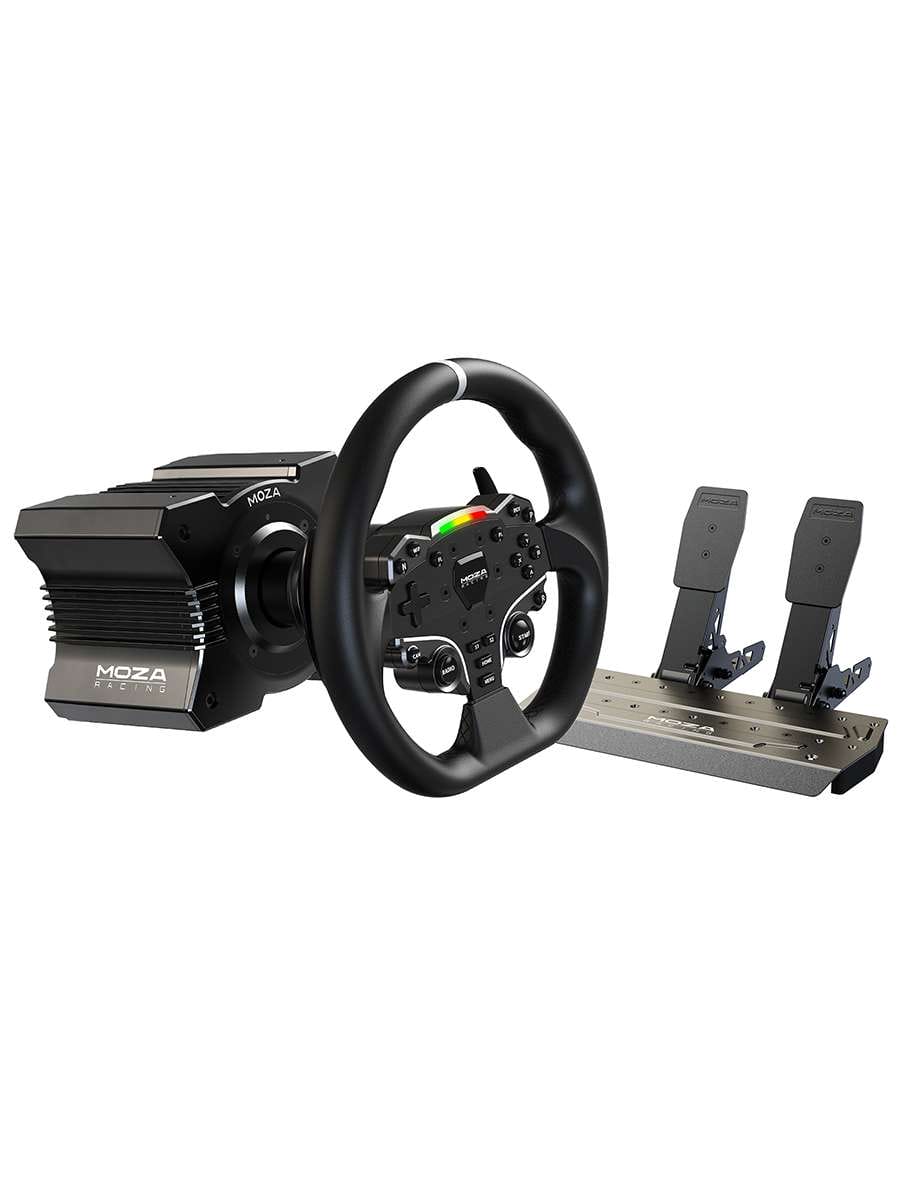 картинка Игровой руль MOZA R5 Bundle （R5 Base, ES Wheel, SR-P Lite double Pedals，R5 Table Clamp) RS20 магазин Одежда+ являющийся официальным дистрибьютором в России 