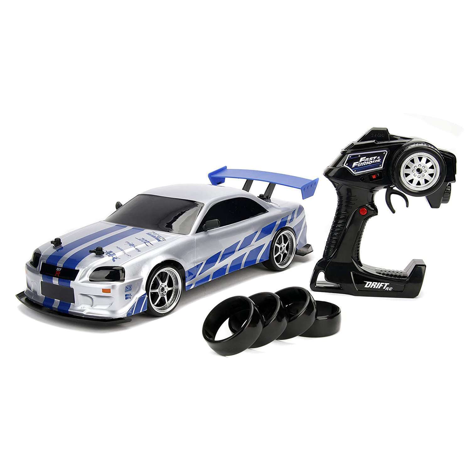картинка Jada Toys Р/У модель Fast & Furious 1:10 Drift R/C: Nissan R34 99701 магазин Одежда+ являющийся официальным дистрибьютором в России 