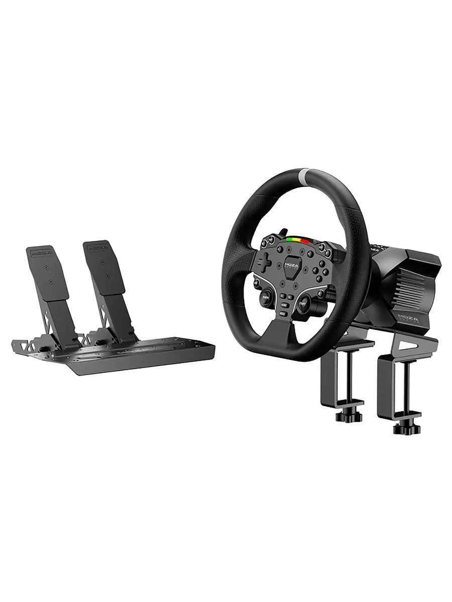 картинка Игровой руль MOZA R3 Bundle for PC (R3 Base, ES Lite Wheel, SR-P Lite double Pedals,Table Clam）RS074 магазин Одежда+ являющийся официальным дистрибьютором в России 