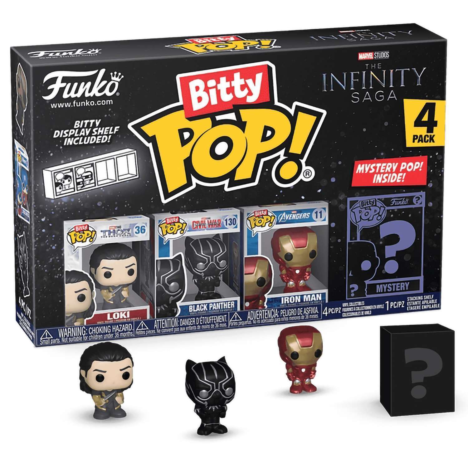 картинка Фигурка Funko Bitty POP! Marvel Infinity Saga S4 Loki+B Panther+Iron Man+Mystery (1 of 4) 4PK 71506 магазин Одежда+ являющийся официальным дистрибьютором в России 