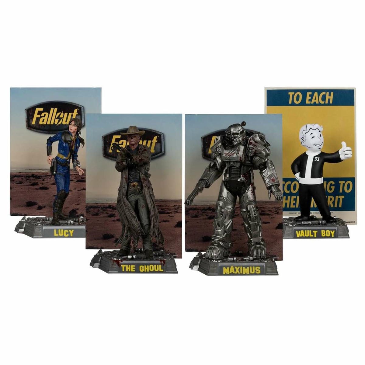 картинка Набор фигурок Fallout Lucy Maximus The Ghoul And Vault Boy 4PK 15см 140972 магазин Одежда+ являющийся официальным дистрибьютором в России 