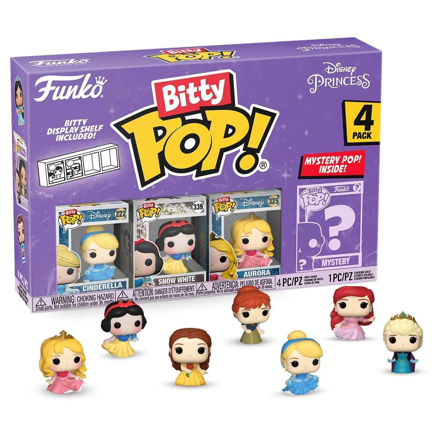 картинка Фигурка Funko Bitty POP! Disney Princess S3 Cinderella+Snow White+Aurora+Mystery (1 of 4) 4PK 73029 магазин Одежда+ являющийся официальным дистрибьютором в России 