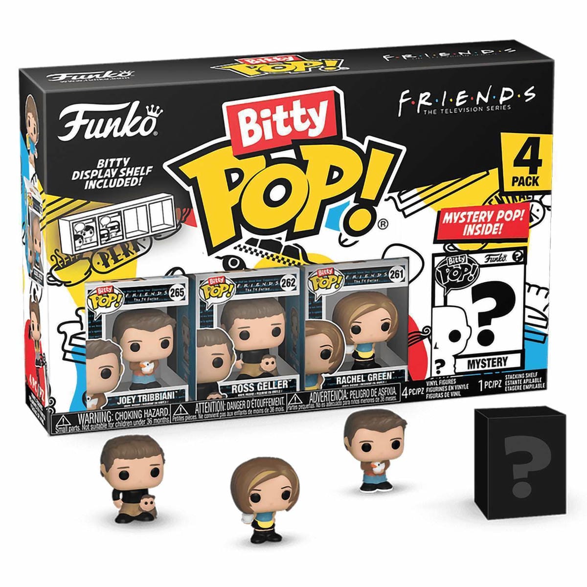 картинка Набор Funko Bitty POP! Friends S2 Joey Tribbiani+Ross Geller+Rachel Green+Mystery(1 of 4) 4шт 73049 магазин Одежда+ являющийся официальным дистрибьютором в России 