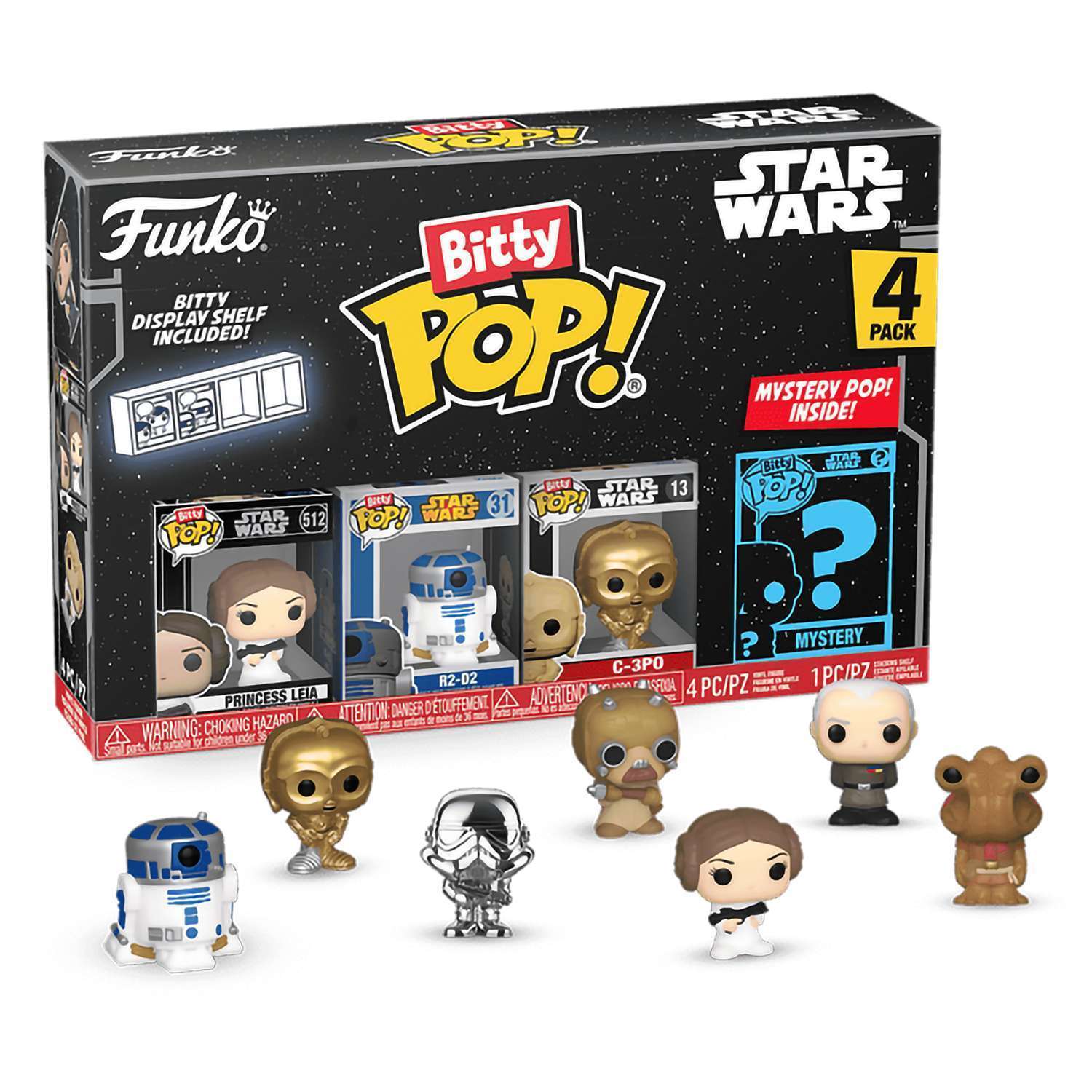 картинка Фигурка Funko Bitty POP! Star Wars S2 Princess Leia+R2-D2+C-3PO+Mystery (1 of 4) 4PK 71512 магазин Одежда+ являющийся официальным дистрибьютором в России 