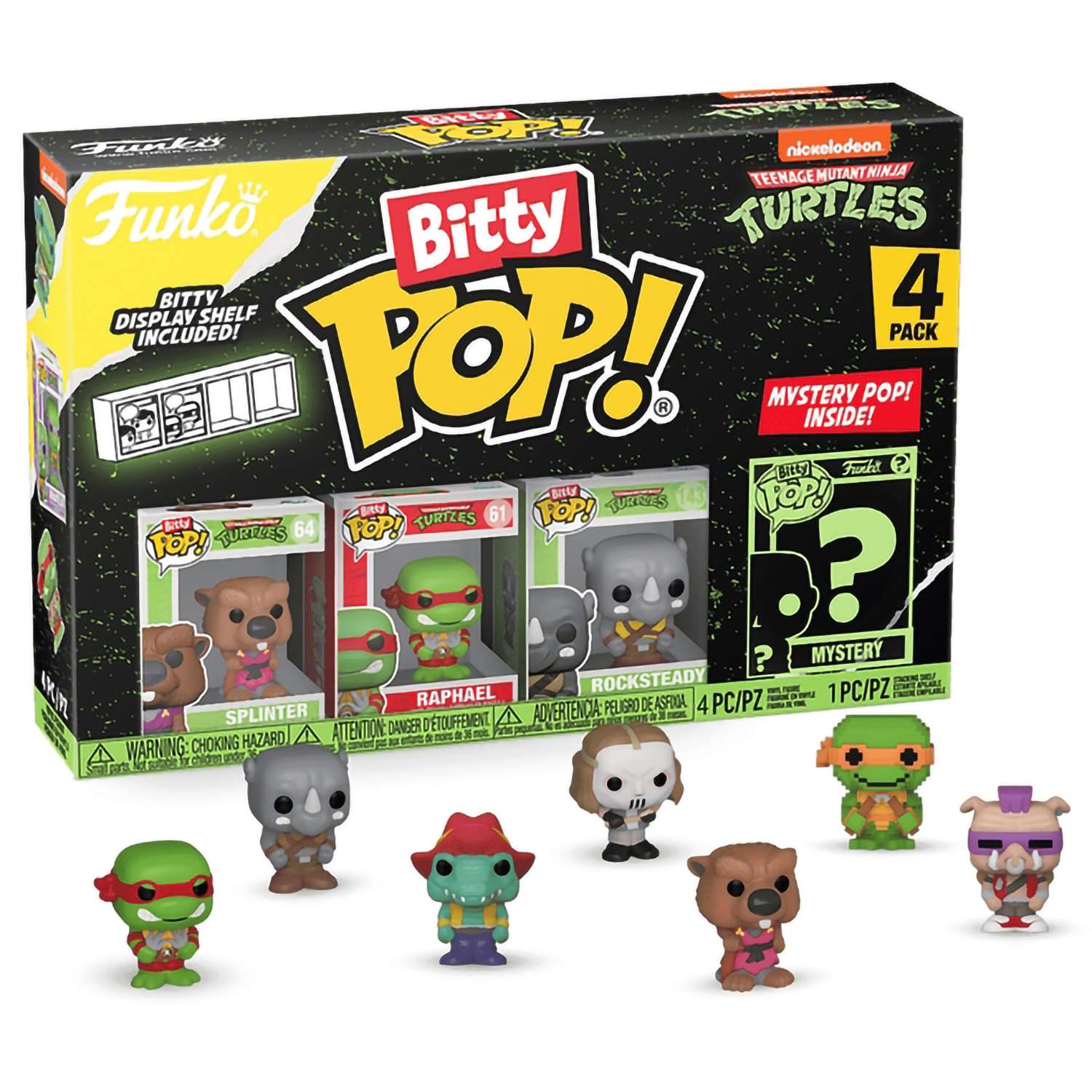 картинка Фигурка Funko Bitty POP! TMNT S3 Splinter+Raphael+Rocksteady+Mystery (1 of 4) 4PK 71509 магазин Одежда+ являющийся официальным дистрибьютором в России 
