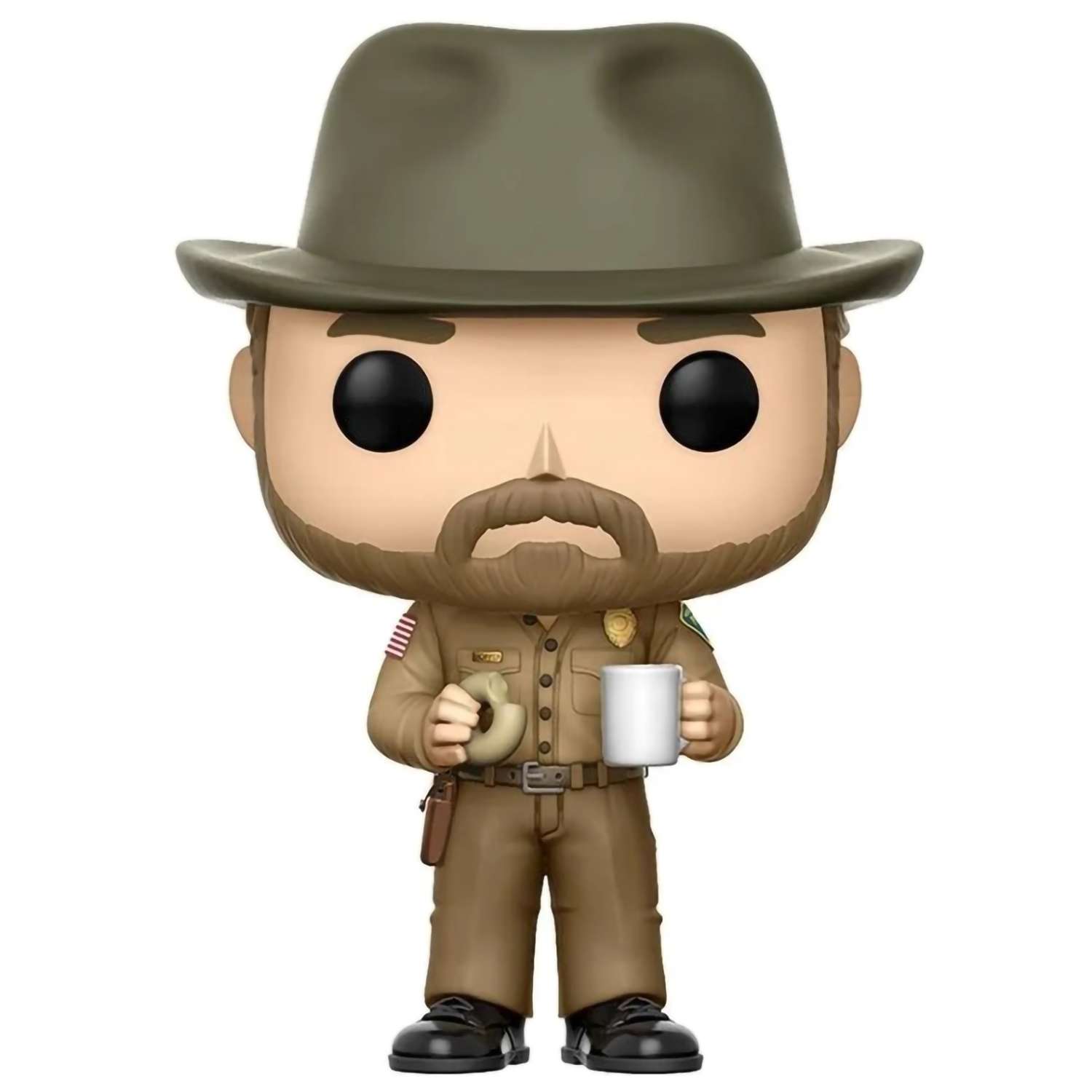 картинка Фигурка Funko POP! TV Stranger Things Hopper w/ Donut (512) 14425 магазин Одежда+ являющийся официальным дистрибьютором в России 