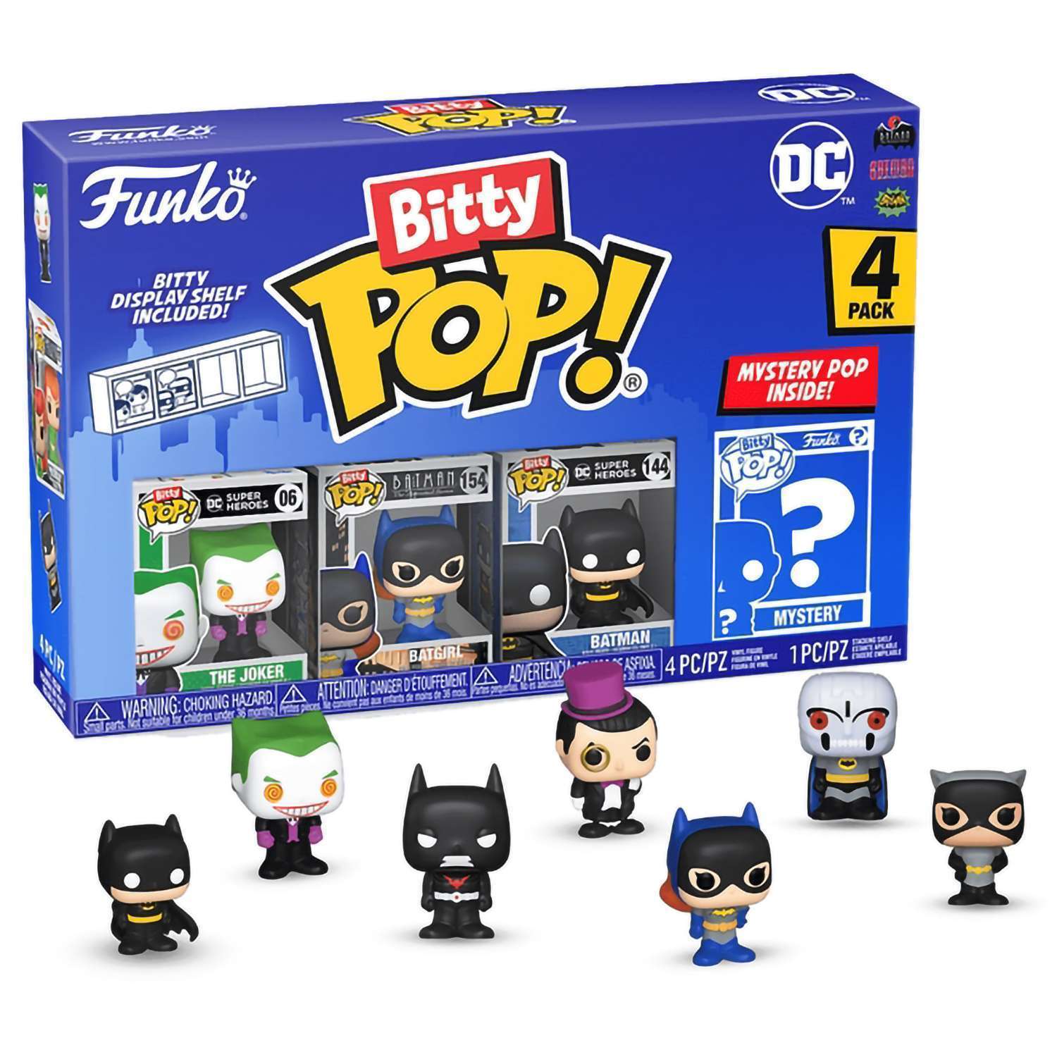 картинка Фигурка Funko Bitty POP! DC Comics S2 Joker+Batgirl+Batman+Mystery (1 of 4) 4PK 71312 магазин Одежда+ являющийся официальным дистрибьютором в России 