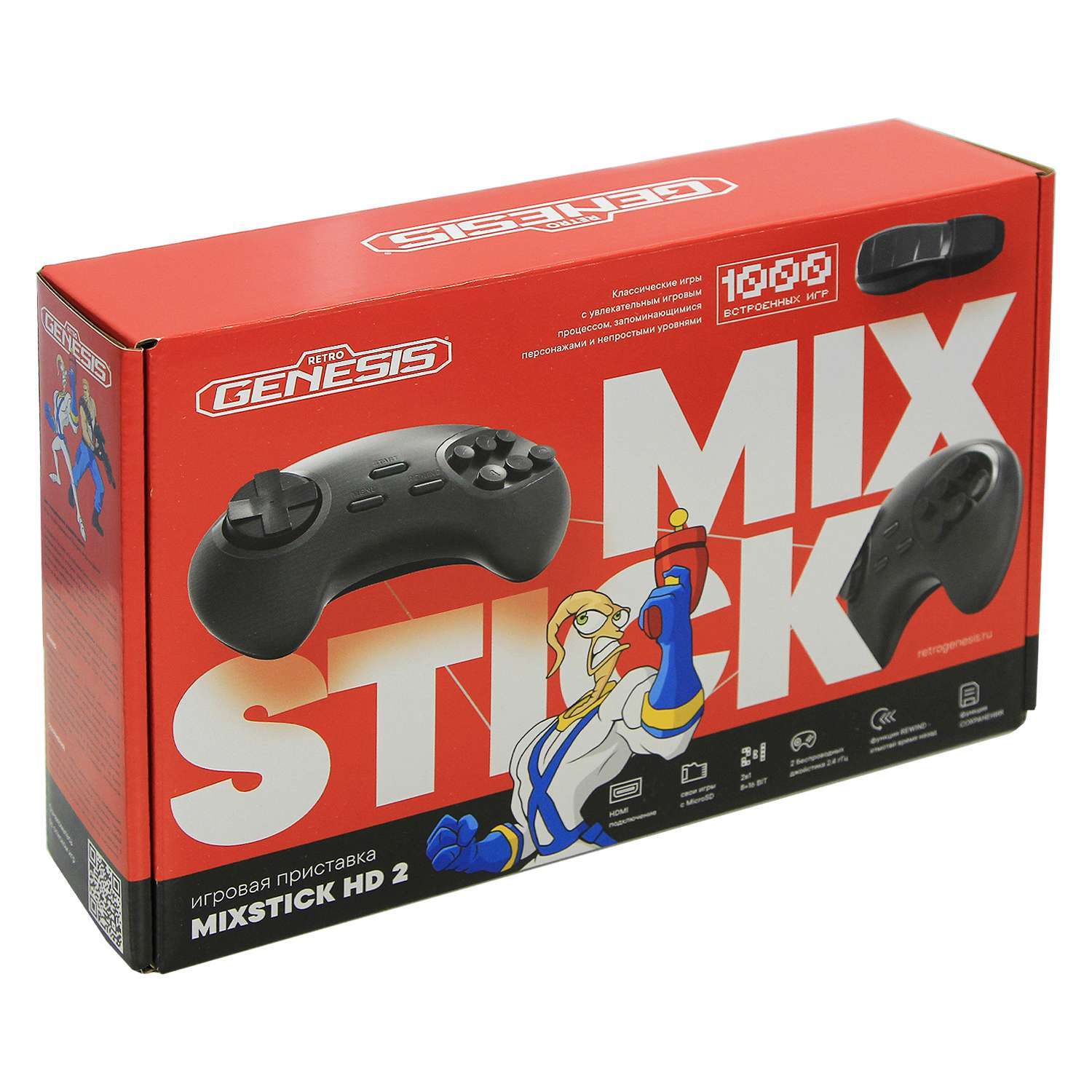 картинка Игровая приставка Retro Genesis MixStick HD (900 игр, 2 беспроводных джойстика, HDMI, 8+16Bit, Rewind), model: RS8 магазин Одежда+ являющийся официальным дистрибьютором в России 
