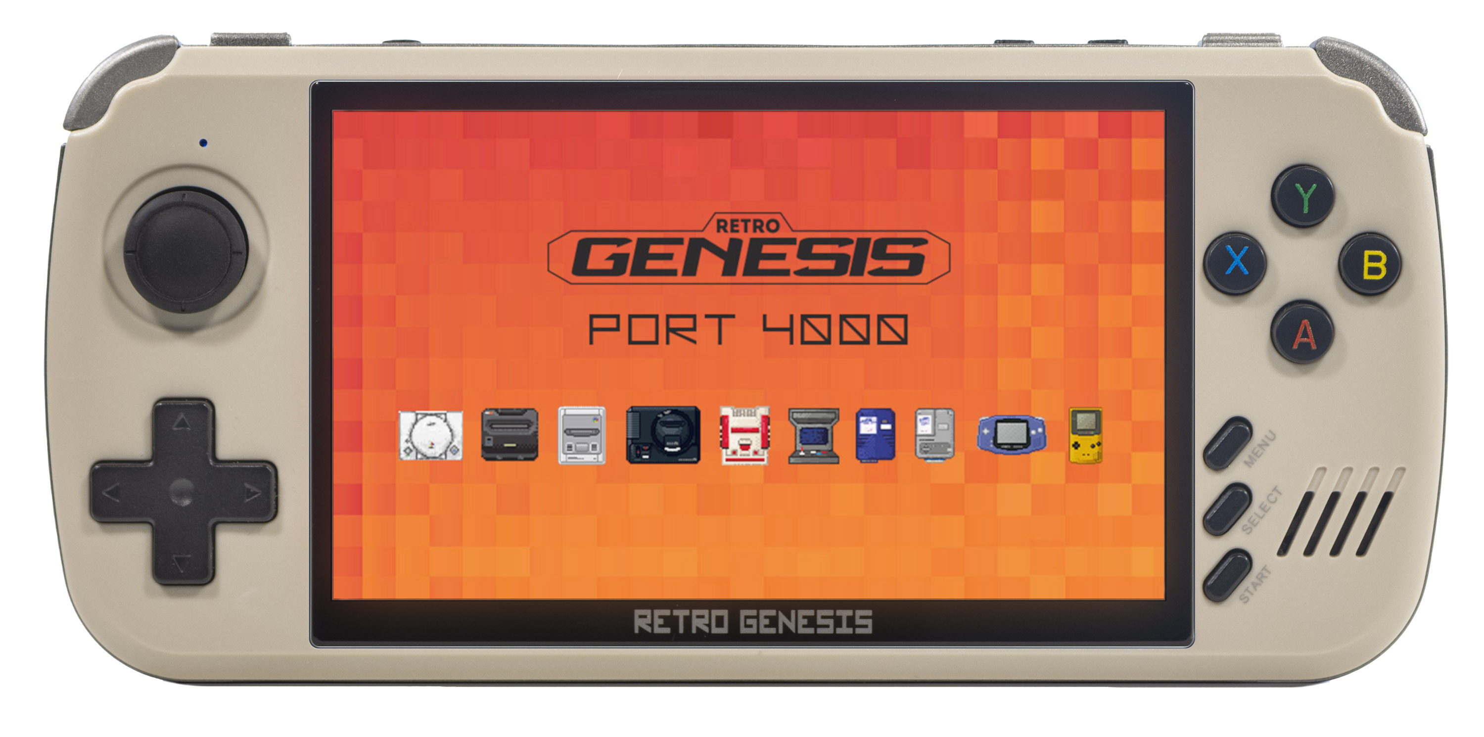 картинка Портативная игровая приставка Retro Genesis Port 4000 (античный белый, 10 эмуляторов, вкл. PS1, 10000+игр, 4.3 экран IPS, SD-карта, сохранения) магазин Одежда+ являющийся официальным дистрибьютором в России 