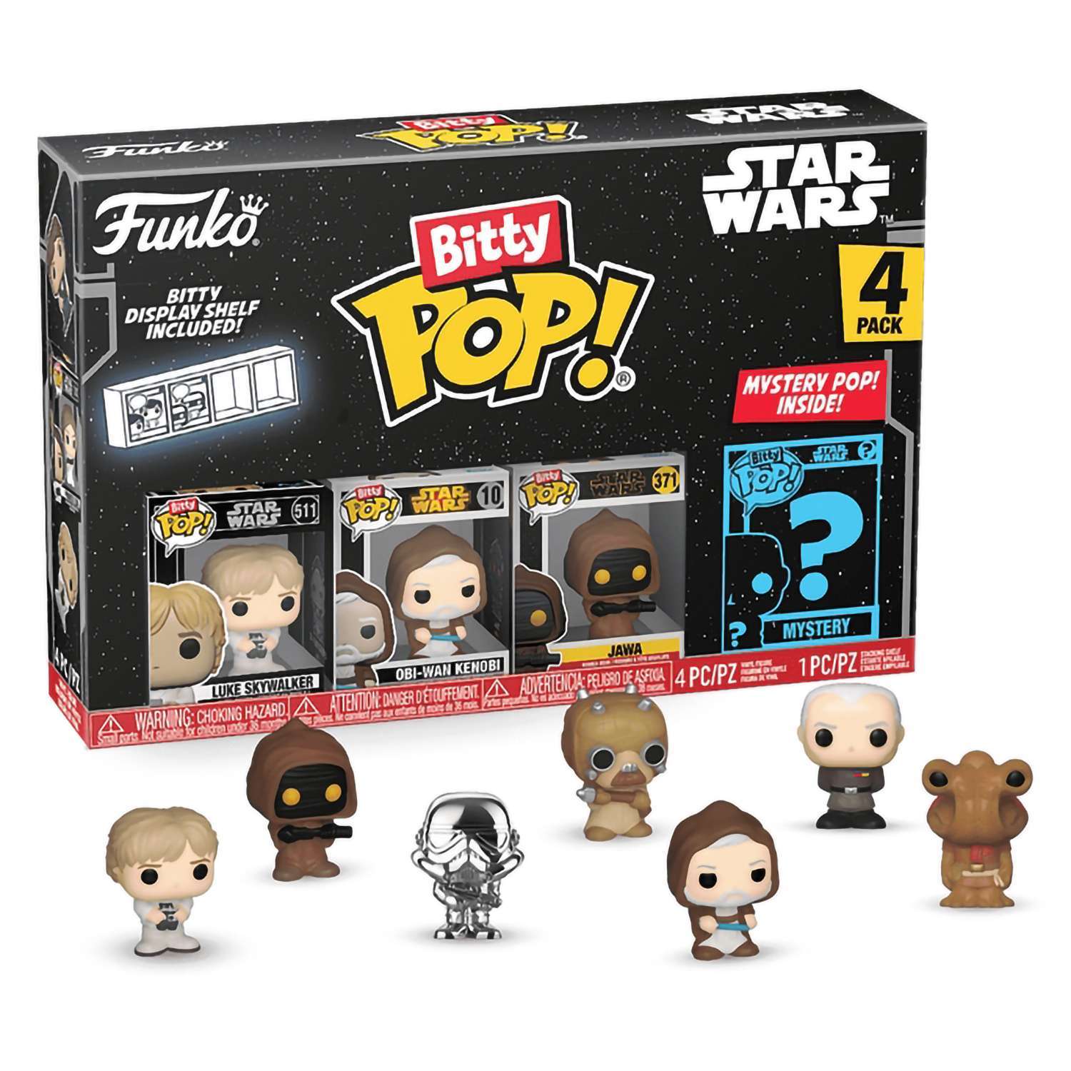 картинка Фигурка Funko Bitty POP! Star Wars S1 Luke+Obi-Wan Kenobi+Jawa+Mystery (1 of 4) 4PK 71511 магазин Одежда+ являющийся официальным дистрибьютором в России 