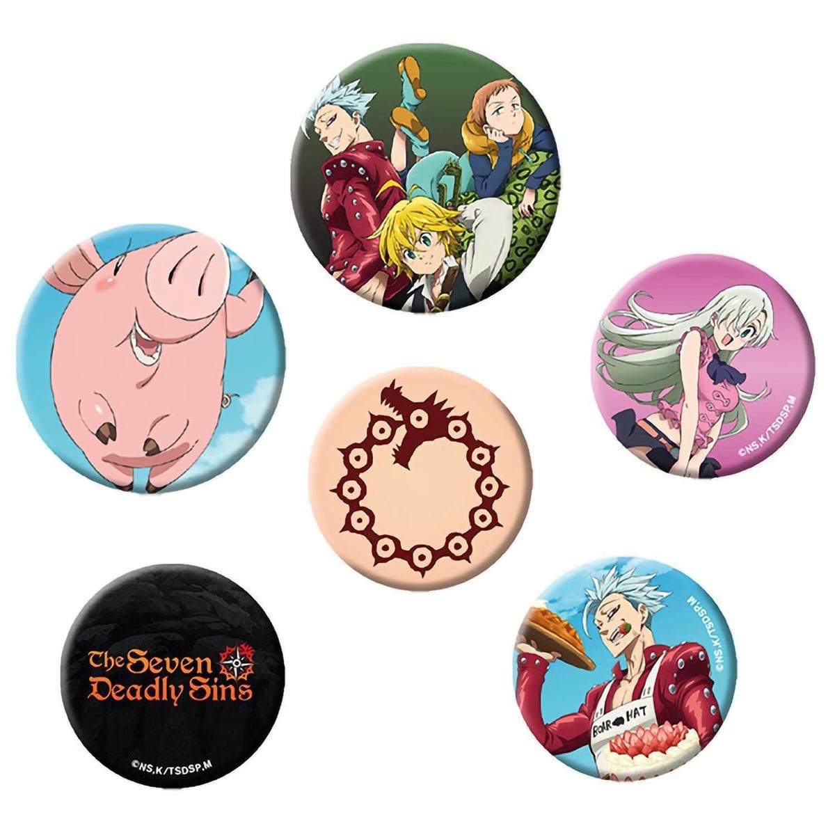 картинка Набор значков The Seven Deadly Sins Badge Pack Mix X4 BP0823 магазин Одежда+ являющийся официальным дистрибьютором в России 
